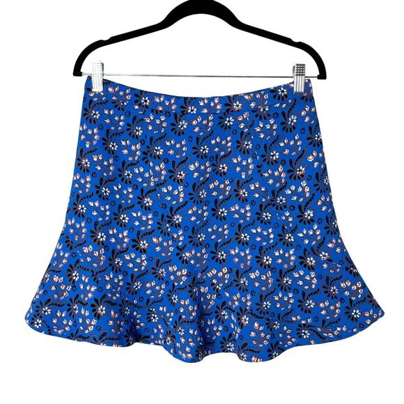 J. Crew Womens Tulip Skirt 4 Blue Floral Print Mini Flutter Lined Above the Knee - Picture 1 of 6